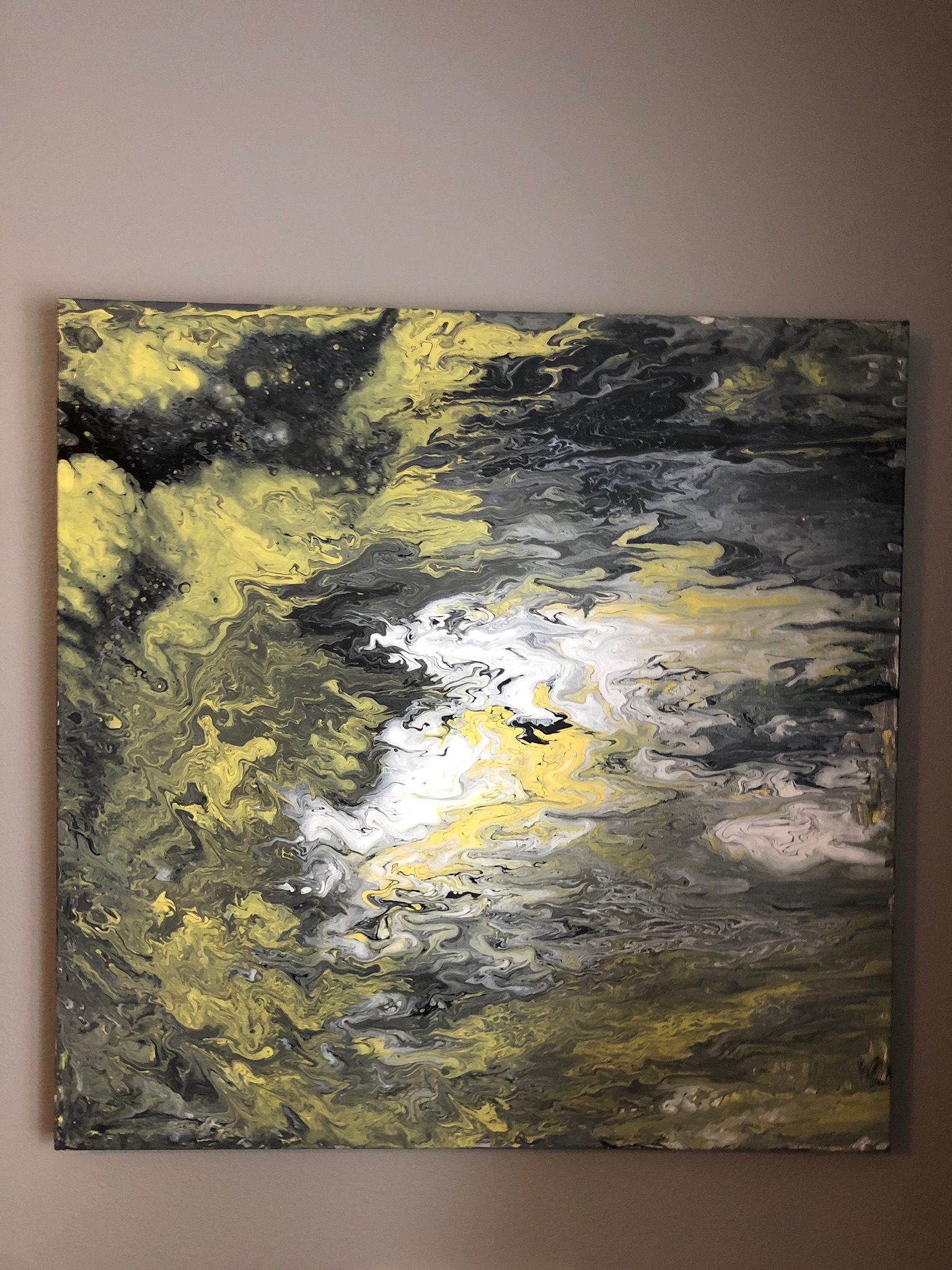 Green white grey painting