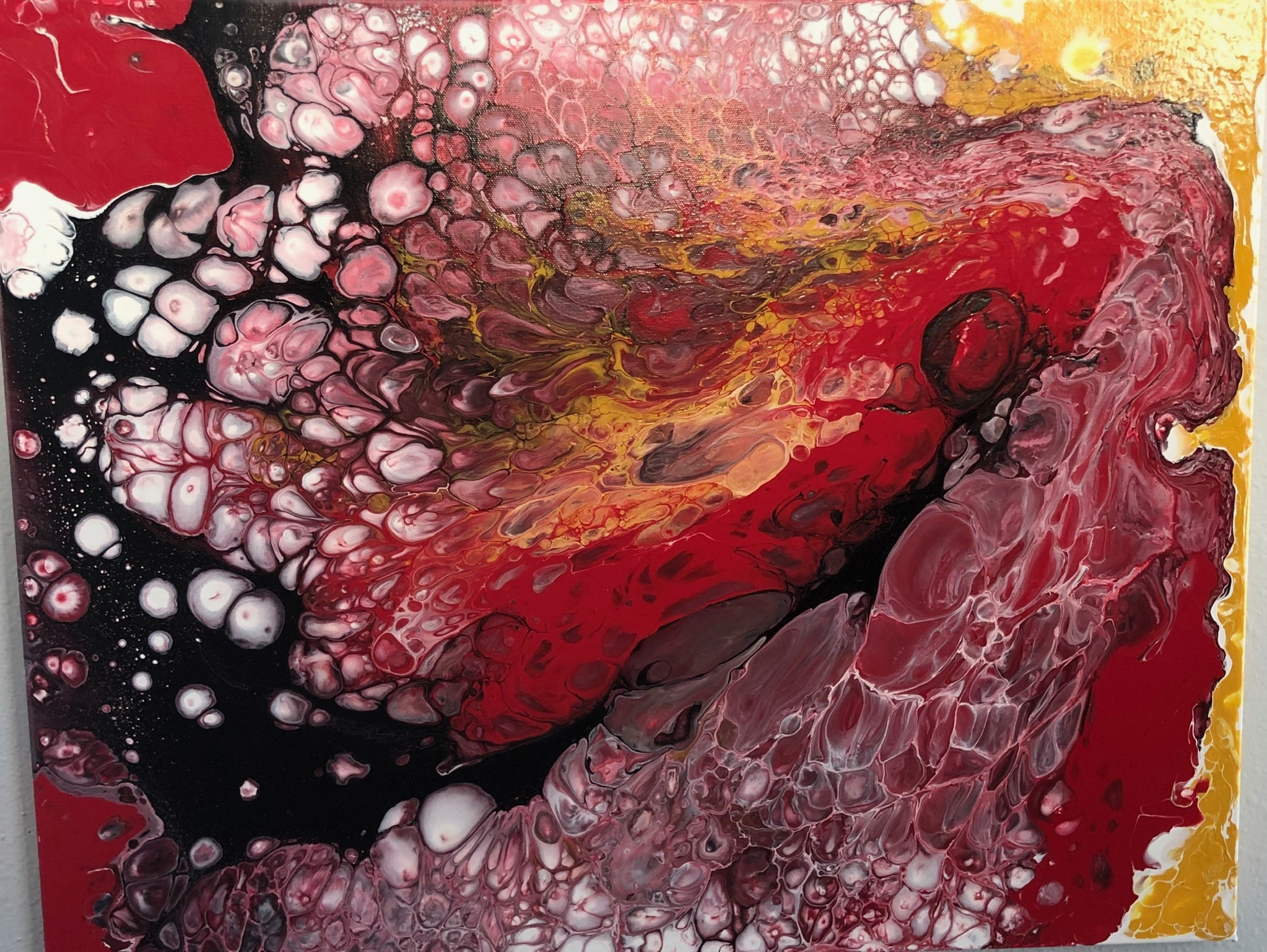 Red bubbles painting